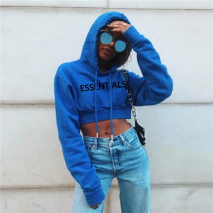 Womens Essentials Oversized Cropped Hoodie